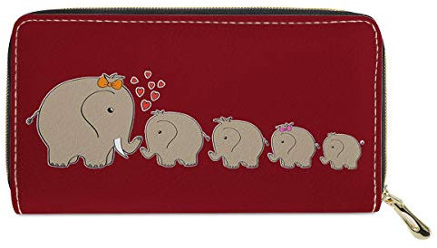chaqlin Elephant Family Lange Brieftasche für Damen Langlebiger Reißverschluss um die Geldbörse Telefon/Karten/Münzen/Geldmuster Lederbrieftaschen…