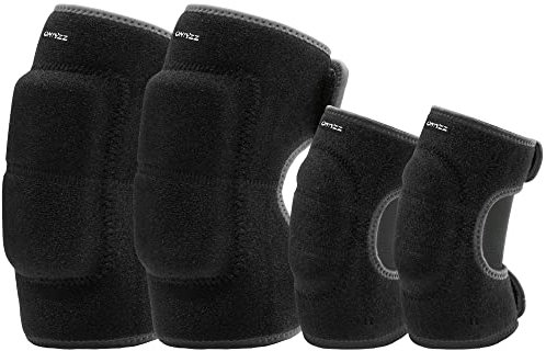 ONTYZZ Kinder Schutzausrüstung Set Weich Einstellbar Kind Ellenbogenschoner Knieschoner zum Fahrrad Ausbalancieren Skateboard Inline-Roller Schlittschuh Roller Radfahren Ski Schwarz/L