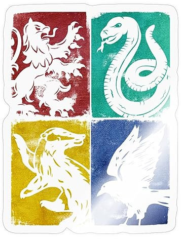Spreadshirt Harry Potter Häuser Wappen Kachel-Mix Sticker Aufkleber, 10 x 10 cm, Transparent glänzend