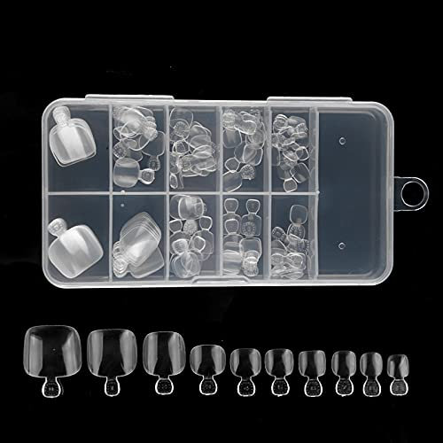 YIUIRUOI 100 Pieces Toenails Full Cover Artificial French Acrylic Short False Toe Nails Stick On Toenails Fake Toenail Tips for Nail Salons and DIY Nail Art for Women Girls.