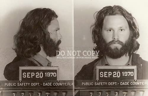 Jim Morrison Mug Shot Photograph 11 X 17 - Stunning 1970 Florida Mugshot Portrait - Busted Miami Dade County - The Doors - Rare Photo - Poster Art Print