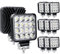RIGIDON 10 Pcs Faro de trabajo rectangular, 3.3 pulgadas mini 48W, Spot lámpara trabajo led para off road camión coche ATV 4x4 tractor moto, Exterior foco led 12v 24v spotlights faros antiniebla