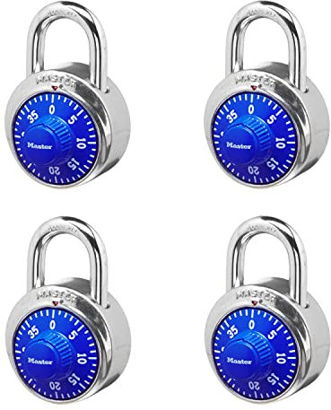 Master Lock 1506D Locker Combination Padlock, 4 Pack, Blue