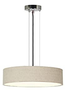 meineWunschleuchte Zeitlose runde Pendelleuchte mit Stoffschirm aus Leinen Ø 50cm - satinierte Abdeckung für blendfreie Beleuchtung