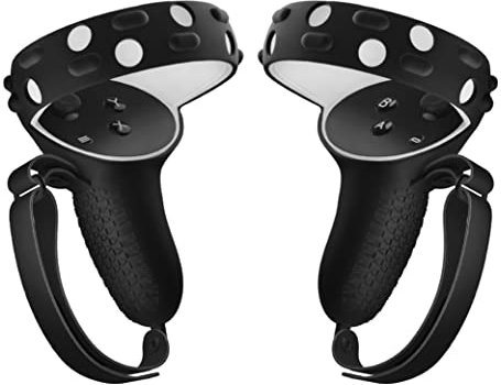 TNP Controller Grips for Oculus Quest 2 / Meta Quest 2 Knuckle Strap Black VR Touch Controller Hand Grip Cover Protector Sleeve with Anti-Throw Adjustable Straps