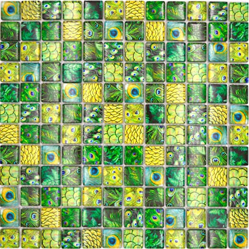 Glasmosaik Mix Glasmosaik Mosaikfliese grün glänzend Wand Küche Bad Dusche