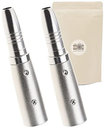 Adaptout 2x Adattatore da spina XLR maschio 3 poli a presa jack grosso 6,35mm femmina - Connettore stereo per altoparlante microfono marca francese