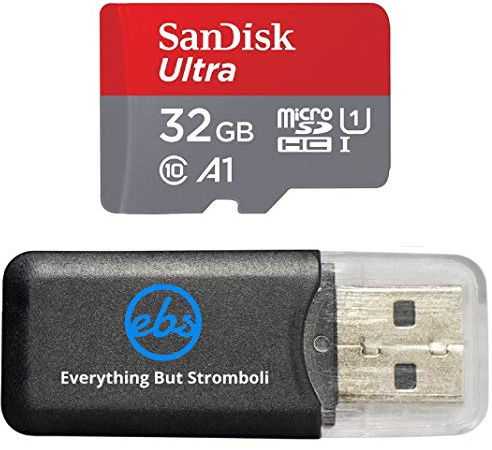 SanDisk Carte mémoire microSDHC Ultra pour caméra d'action Insta360 Compatible avec ONE RS 360 2,5 cm (SDSQUA4-032G-GN6MN) A1 U1 Classe 10 – Ensemble avec 1 lecteur de carte microSD Everything But
