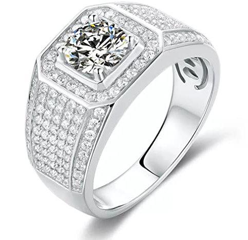 ACGZBD 1 Karat D Farbe Moissanite Ehering für Männer 925 Sterling Silber Carbon Diamond Schmuck