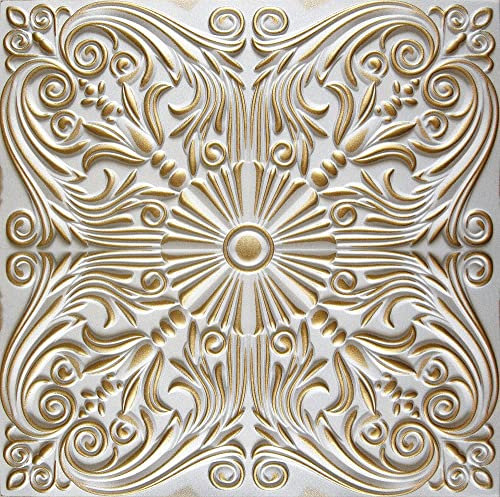 Paneele aus Polystyrol XPS, Deckenpaneele, 3D Wandpaneele, Styropor Dekoren, Decken Retro Vintage Wandverkleidung, 3mm dick - 50x50cm (20m²-80 Stück, Retro 76)