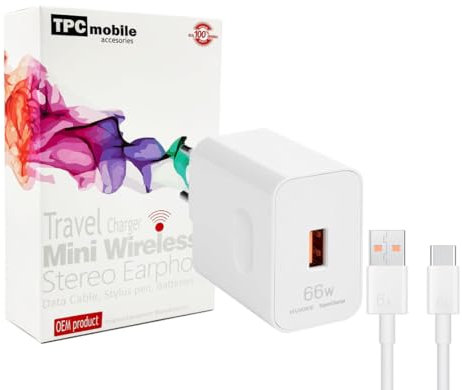 Cargador de Red Super Charge 66W + Cable USB Tipo C para Huawei P50, Mate 40 Pro, Mate Xs2, Nova 8, Nova 9, Nova 10, Matepad Pro 11 (2022)