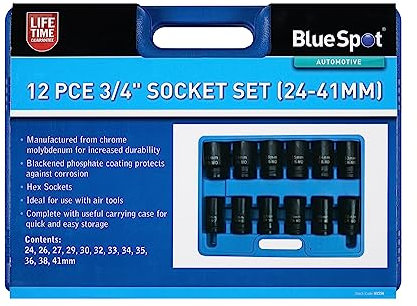 Blue Spot Tools 12 PCE 3/4 Impact Socket Set (24-41mm)