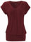 DOTIN Camiseta de manga corta para mujer, cuello de pico, camiseta Causal, plisada, túnica básica, borgoña, XL