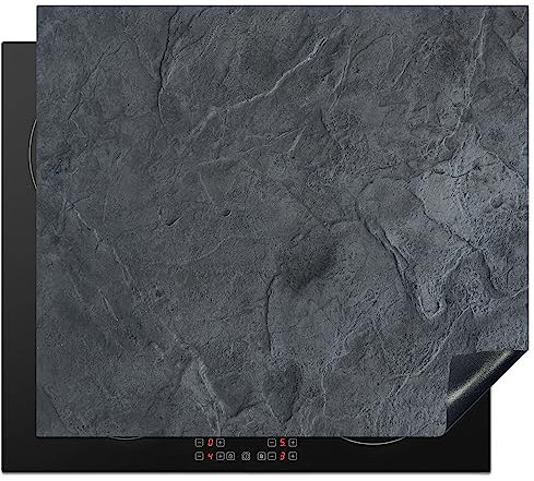 KitchenYeah© Protezione Piano Cottura Tappetino per Induzione 60x52 cm Cucina Proteggi Coprifornello Antiscivolo Grigio - Calcestruzzo - Ardesia - Texture - Retrò