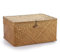 Cesta de almacenamiento tejida de algas marinas con tapa, color marrón natural, con hebilla, para organizar juguetes, ropa, frutas, para armario, salón (caramelo, 40 x 28 x 19 cm)