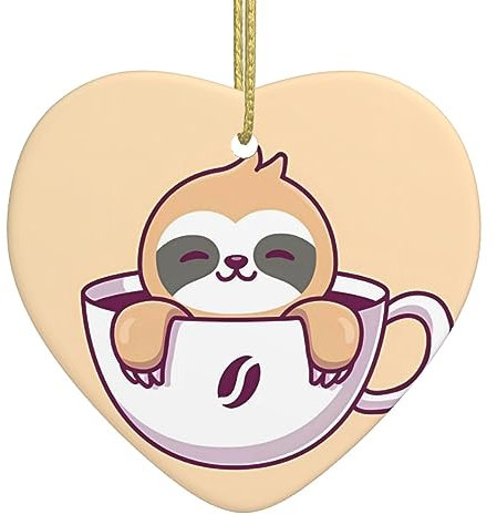 Yoga Faultier Kaffee Druck Personalisierte Weihnachtskugel Keramik Weihnachten Hängende Ornament Weihnachtsbaum Dekoration Für Freund Freundin Frau Xmas Geschenke