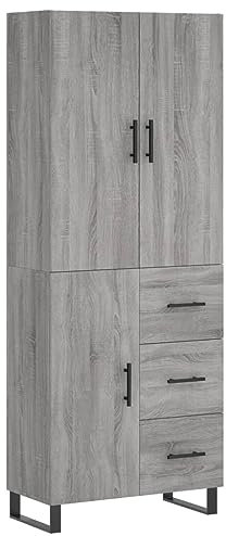 vidaXL Highboard, Sideboard mit viel Stauraum, Kommode Schrank für Wohnzimmer, Anrichte Beistellschrank Metallbeine, Modern, Grau Sonoma Holzwerkstoff