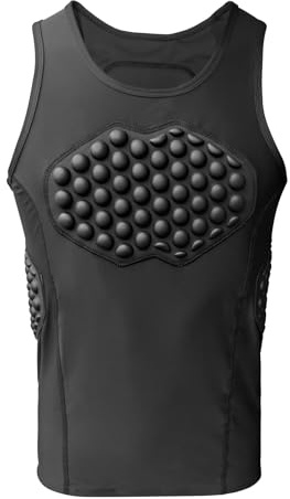 Topeter Camicia imbottita con protezione per il petto da hockey su ruote, per paintball, calcio, lacrosse, L
