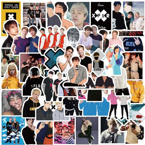 Sam and Colby Aufkleber für Laptops, Trackpads, Tastaturen, Rucksäcke, Skateboards, Gepäck, Wasserflaschen, Sammelalben, Spiegel, Notizbücher, Tagebücher, Fahrräder, Reisen, 50 Stück