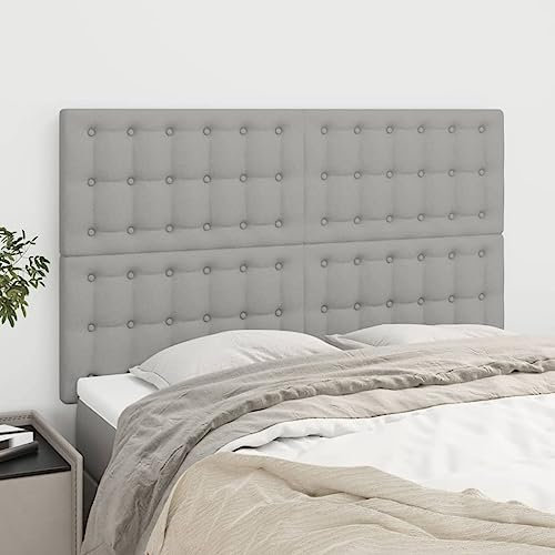 FUDUGEHMIOFWFJJ bettkissen rückenlehne,bettkopfteil,Bett abstandshalter Wand,Kopfteile 4 STK. Hellgrau 72x5x78/88 cm Stoffbett kopfteil husse,Bett kopfteil bezug,kopfteil Bett 160,