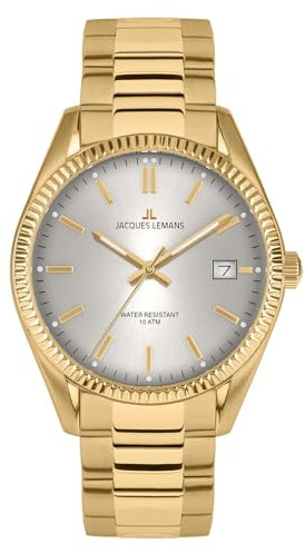 JACQUES LEMANS Damen-Quarzuhr Derby Goldfarben/Anthrazit 50-4N