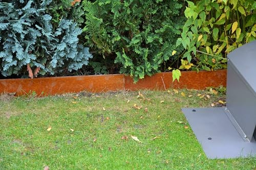 Rasenkanten Cortenstahl Edelrost 118 cm x 24 cm x 1 mm - 10er Set