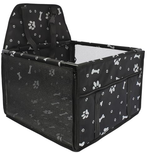 S SUMEX Protector de Asiento de Coche para Mascota Asiento de Coche Seguridad para Perros Gatos Estructura Rígida Lavable Tela Oxford Color Negro