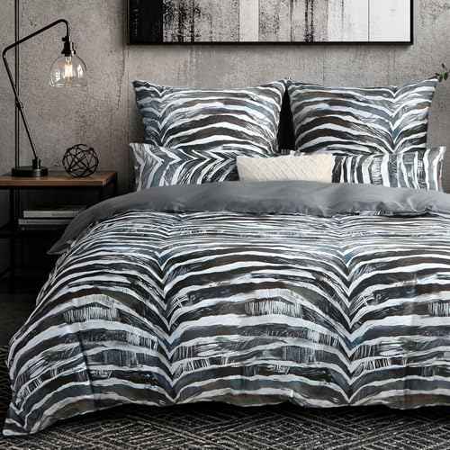 Soulful Satin Bettwäsche 200x200 Baumwolle Oeko-TEX Neville | Dunkelgrauer kühlende Bettwäsche-Sets Enthält 1 Bettbezug 200x200 und 2 Kissenbezüge 80x80