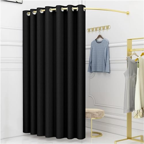 Clothing Store Fitting Room, 100cm Changing Rooms Used in Mall and Office, Dressing Room for Privacy Protection and Room Divider, Include Shading Curtain, Hanging Rod and Hook Up (Black, 100 cm)