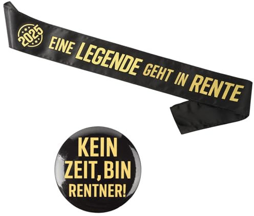 (2 pcs) Rentner Schärpe und Button Dekoration Ruhestand Accessoires eine Legende geht in Rente kein Zeit Bin Rentner Geschenk für Pensionierung Party Abschiedsfeier Deko Sash Zubehör