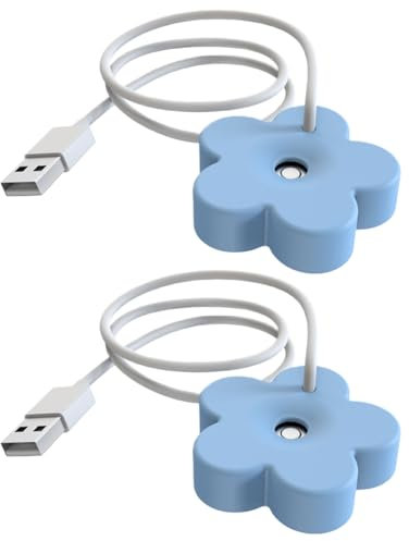 Mini Humidifier for Plants, Cute Creative Small Flower Humidifiers Portable Travel Air Humidifier USB Powered Ultrasonic Mist Maker Tiny Fog Machine for Home Bedroom Office Desk (Blue 2 Pack)