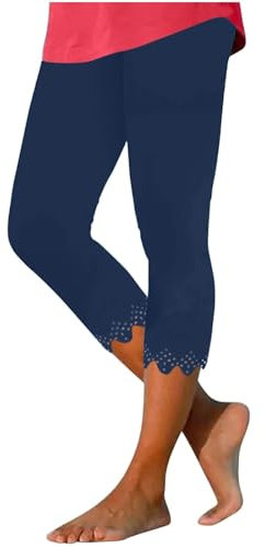 Uwdiohq Tages Angebote Sale Capri-Leggings Für Damen Hohe Taille Dehnbar Hose Yoga-Sport-Leggings Geknöpft Knielang Sommer-Caprihose Sweatpants Nahtlose Leichte Women's Unterhosen Ideal Restposten