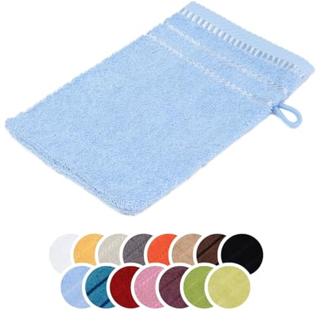 liebling Waschhandschuh, 100% Baumwolle, Serie Potsdam, 17 x 24 cm, 60 Grad waschbar, trocknergeeignet, Farbe: bleu