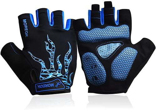 Nesirooh Guantes MTB Hombre y Mujer, Guantes Ciclismo Verano Gel Medio Dedo para Bicicleta Montaña Bici Gimnasio