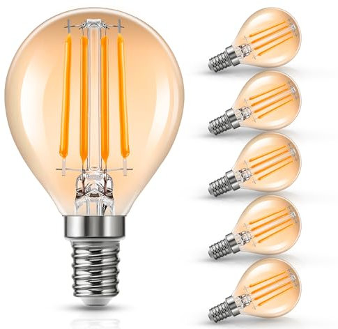 E14 LED Vintage Filament Glühbirne, P45/G45 Edison Retro Glühlampe, 4W Ersetzt 40W, 2200K Warmweiß Leuchtmittel Birne Glas für Hotel Haus Café Bar, Nicht Dimmbar, 6 Stück