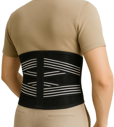 Ceinture Lombaire de soutien lombaire RÉGLABLE HOMME et FEMME pour soulager le Dos | Idéale pour le Travail ou le sport | 4 Ressorts, Taille S à XL | Parfaite pour Sciatique Lumbago Posture