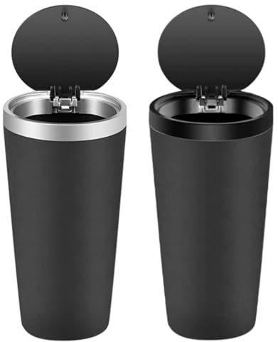 Car Trash Can with Lid, 2 Pieces Car Bins for Front of Car Cup Holder, Small Car Garbage Can, Waterproof Leakproof Odor Blocking Car Trash Bin, Portable Trash Can Desk Bin for Car Home -ffice