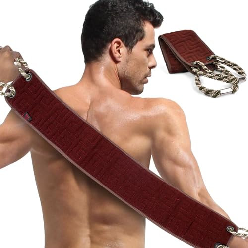 AYBUY Gommage du Dos pour la Douche, Gant de Toilette Exfoliant Double Face, Exfoliant pour le dos Homme et Femme pour un Nettoyage en Profondeur de Votre Corps, Brun