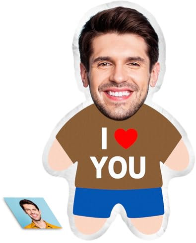 LucBuy Personalisiertes Gestaltetes Gesichtskissen, Individuell Foto Plüschpuppenkissen, Doppelseitiger 3D Druck, Sofadekoration Hässliche Kissen, Geschenke für Geburtstage Jahrestage (C1)