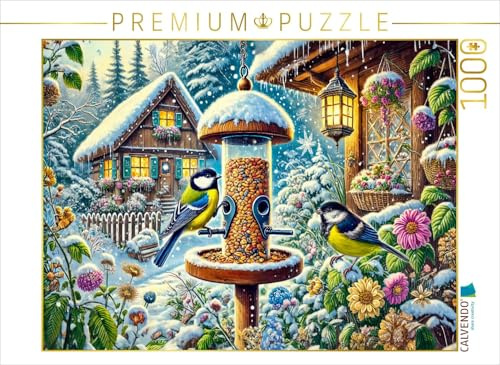 CALVENDO Puzzle Kohlmeisen am Futterhaus | 1000 Teile Lege-Größe 64 x 48 cm Foto-Puzzle für glückliche Stunden