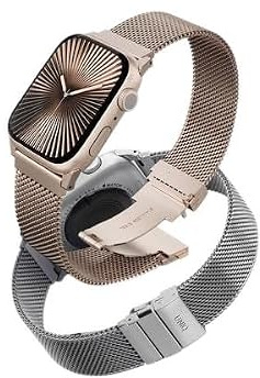 UNIQ Dante Pro Uhrenarmband, selbstverstellbar, Netzstahl, kompatibel mit Apple Watch 42 / 41 / 40 mm (Titansilber)