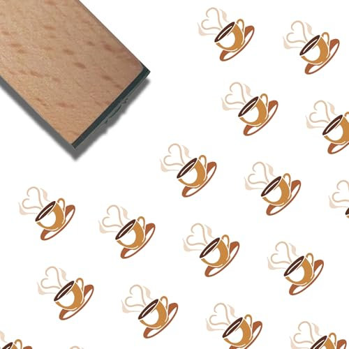 craspire Mini Holzstempel 3/5 Zoll Kaffeeherz Süßes Muster Kleine Holzstempel Im Vintage Stil Wiederverwendbarer Druck Für DIY Bastelkarten Scrapbooking Journaling Alben Kartenherstellung Planer