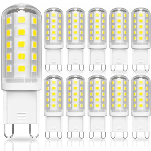 LUTW G9 LED Lampe Kaltweiß 6000K, 3W G9 Leuchtmittel Entspricht 30-40W Halogenlampe, g9 Glühbirne 350 Lumen, Nicht Dimmbar, Kein Flackern, Enegiesparende Kleine Birne, 10er Pack