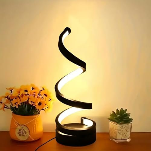 HechoVinen LED Tischlampe Spiral Design,USB Betriebene Moderne LED Tischlampe,3 Farbtemperaturen Spirale Nachttischlampe für Schlafzimmer, Büro, Wohnzimmer