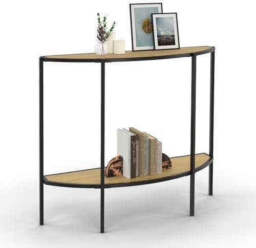 IDMarket - Console Demi-Lune Detroit 1 étagère Design Industriel