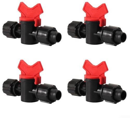 4 x 8 Stück PE-Rohr-Kugelhahn mit Schloss für 16 mm Bewässerungssysteme, unverzichtbar für Gartenbewässerung (4 Stück)