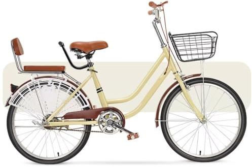 Vélo de ville pour femme, léger avec cadre bas traversant, porte-bagages arrière et pneus pneumatiques pour un voyage urbain facile