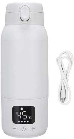 Haofy Traveling Bottiglia di Latte Scaldaio, Cordless, per Latte Materno, Acqua, Latte con Piastra di Riscaldamento a Concentrazione di Energia, Carico Rapido, Acciaio Inossidabile