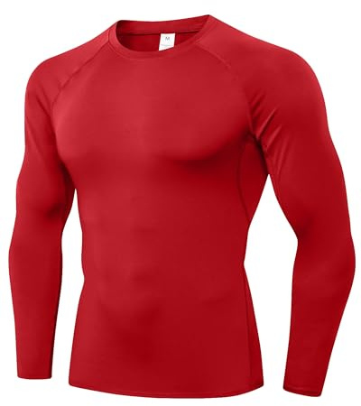 Yuerlian Compression Shirt for Men Long Sleeve Quick Dry Gym Running Top | Crewneck,Quick Dry,Breathable, Lightweight,Baselayer T-Shirt,Workout,Sports Undershirts,Athletic,4-Way Stretch,Trainin