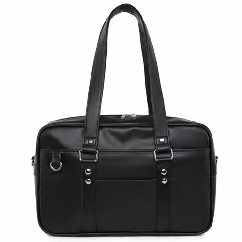 CNAFGBGG Japanese School Bag Japanische Schultasche Japanese Bag Japanische Schulbeutel Schwarz Pu ReißVerschluss Schulter Messenger Leder Tasche FüR Frauen MäDchen.